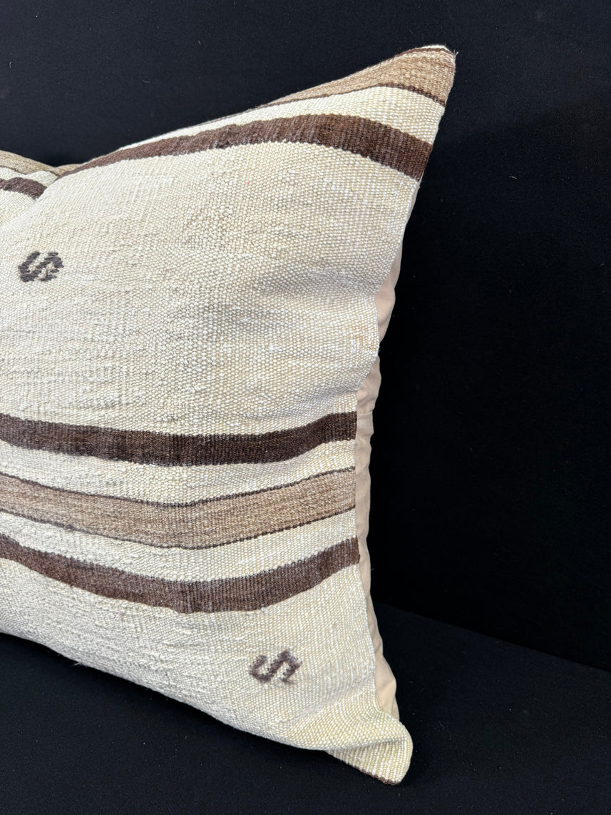 Turkish Hemp Pillow Cushion Natural Beige Brown Pillow Cushion Cover 24x24 #30423