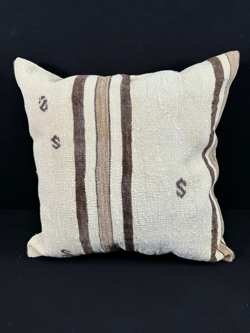 Turkish Hemp Pillow Cushion Natural Beige Brown Pillow Cushion Cover 24x24 #30423