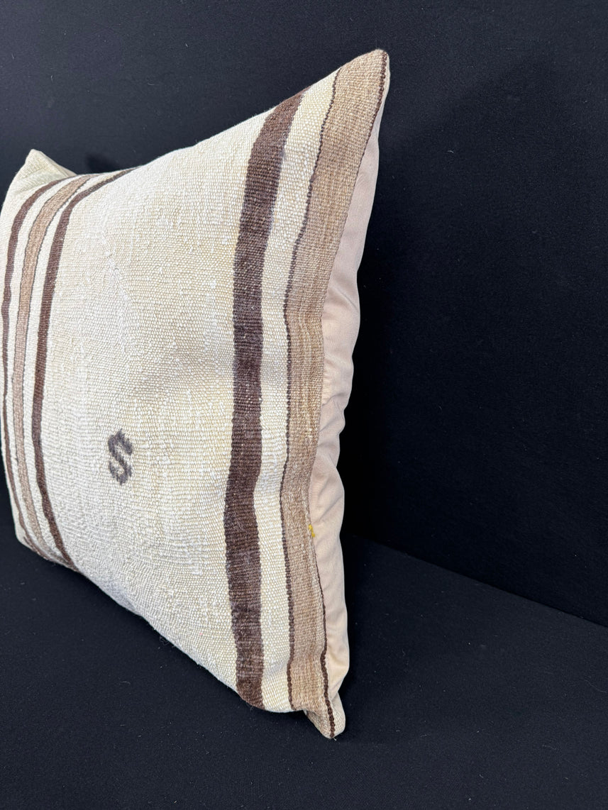 Turkish Hemp Pillow Cushion Natural Beige Brown Pillow Cushion Cover 24x24 #30423