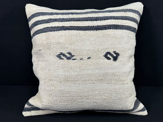 Turkish Hemp Pillow Cushion Natural Beige Black Pillow Cushion Cover 24x24 #30428