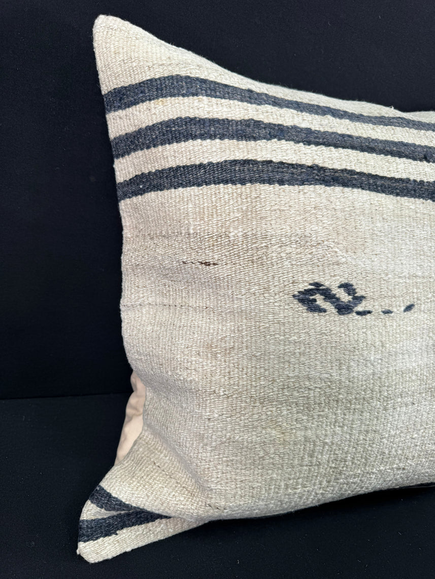 Turkish Hemp Pillow Cushion Natural Beige Black Pillow Cushion Cover 24x24 #30428