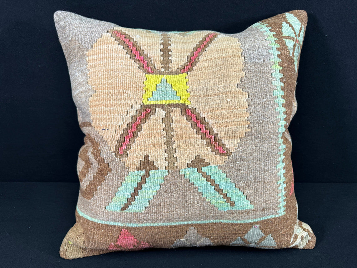 Turkish Hemp Pillow Cushion Natural Mint Green Brown Pillow Cushion Cover 24x24 #30400