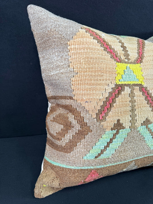 Turkish Hemp Pillow Cushion Natural Mint Green Brown Pillow Cushion Cover 24x24 #30400