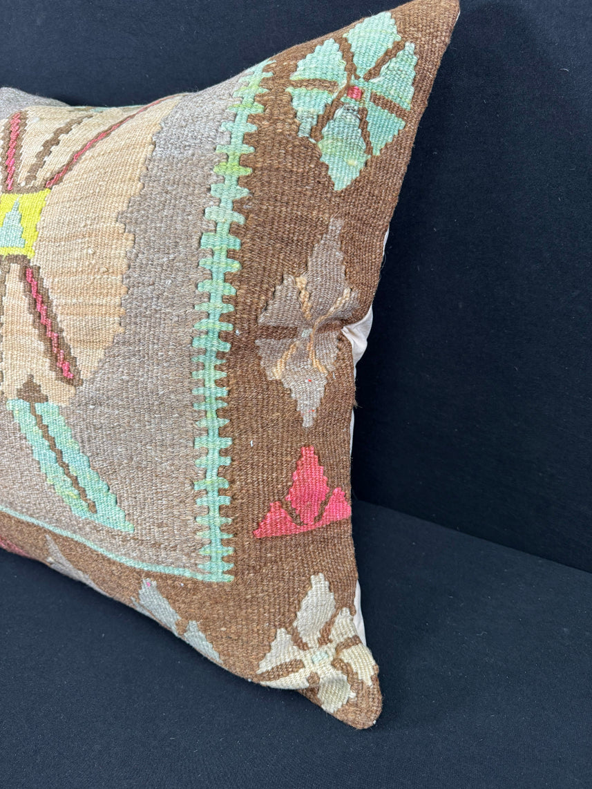 Turkish Hemp Pillow Cushion Natural Mint Green Brown Pillow Cushion Cover 24x24 #30400