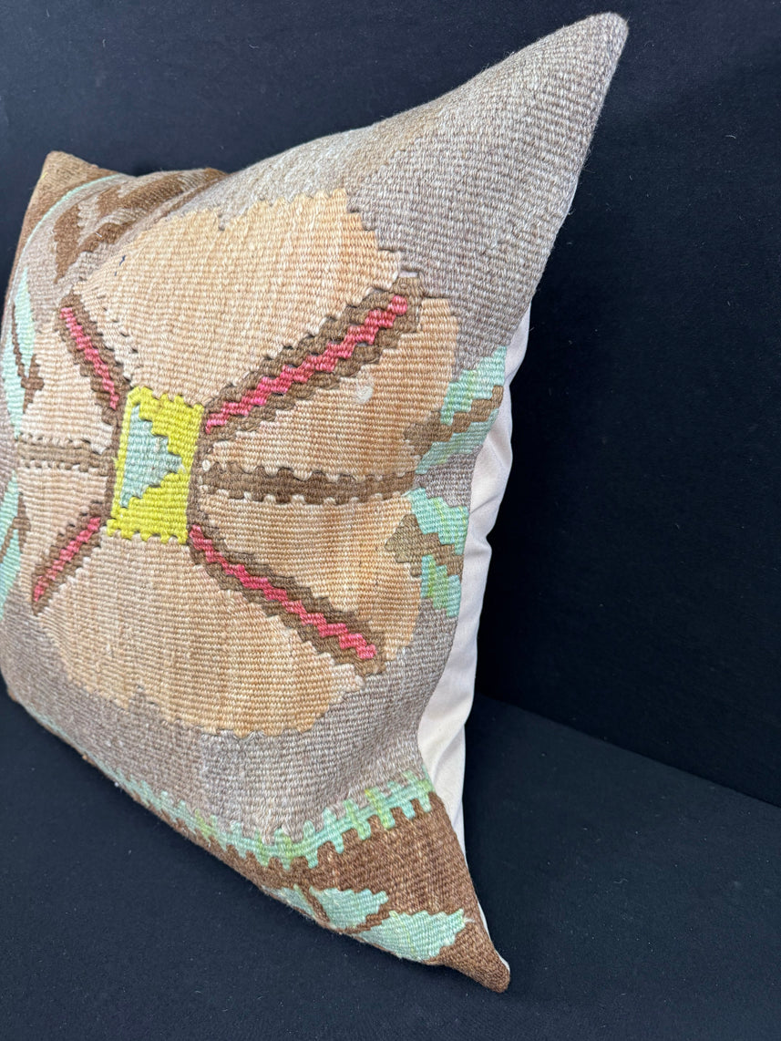 Turkish Hemp Pillow Cushion Natural Mint Green Brown Pillow Cushion Cover 24x24 #30400