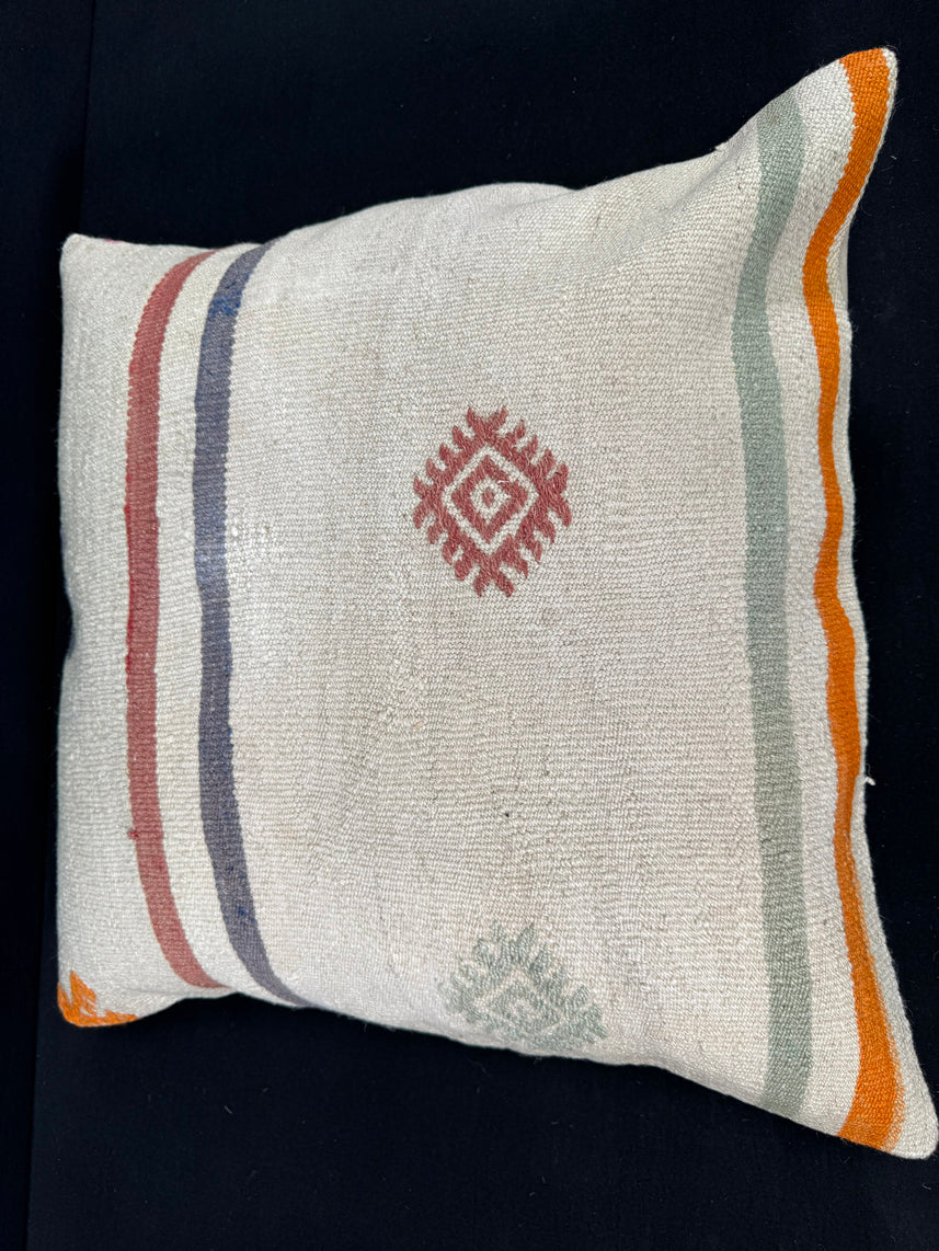 Turkish Hemp Pillow Cushion Natural Beige Red Pillow Cushion Cover 24x24 #30411