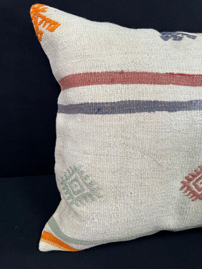 Turkish Hemp Pillow Cushion Natural Beige Red Pillow Cushion Cover 24x24 #30411