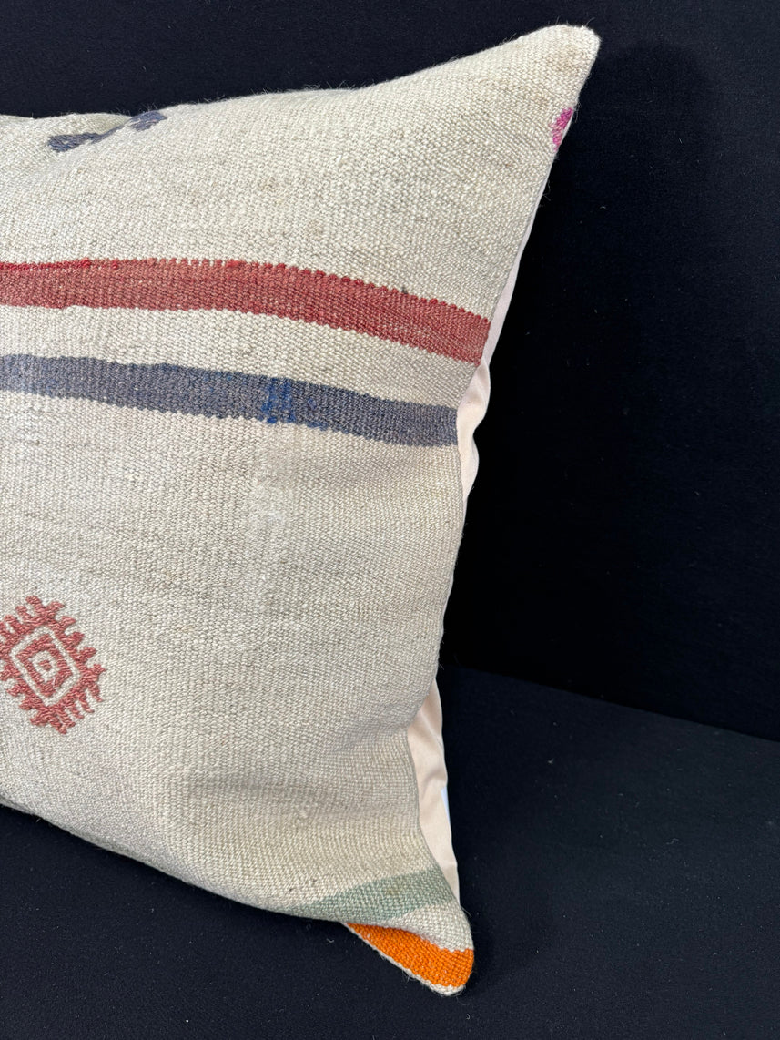Turkish Hemp Pillow Cushion Natural Beige Red Pillow Cushion Cover 24x24 #30411