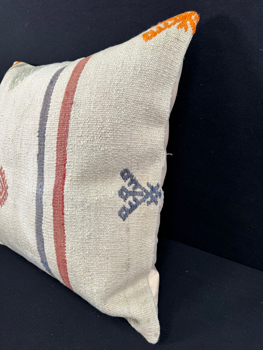 Turkish Hemp Pillow Cushion Natural Beige Red Pillow Cushion Cover 24x24 #30411