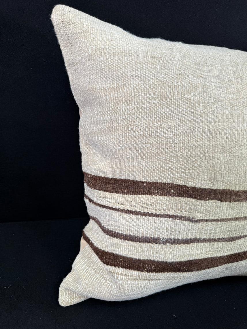 Turkish Hemp Pillow Cushion Natural Beige Brown Pillow Cushion Cover 24x24 #30373