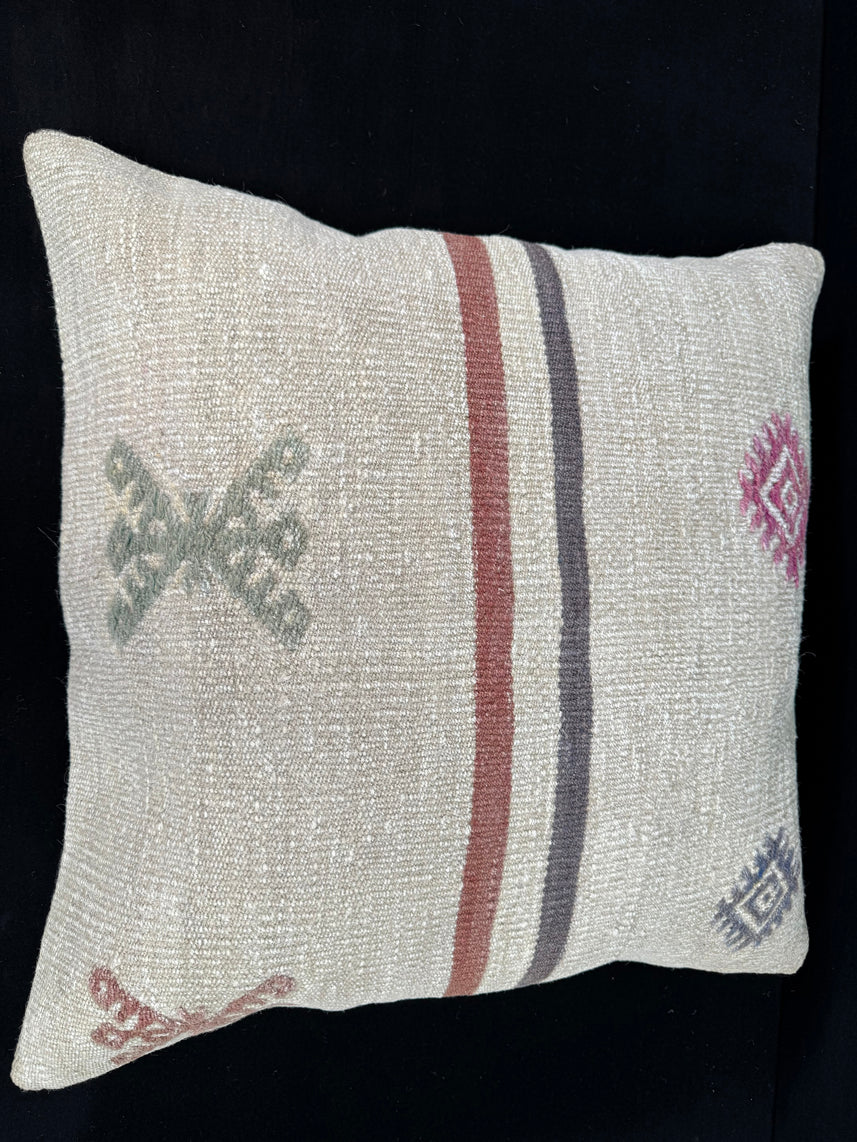 Turkish Hemp Pillow Cushion Natural Beige Red Pillow Cushion Cover 24x24 #30414
