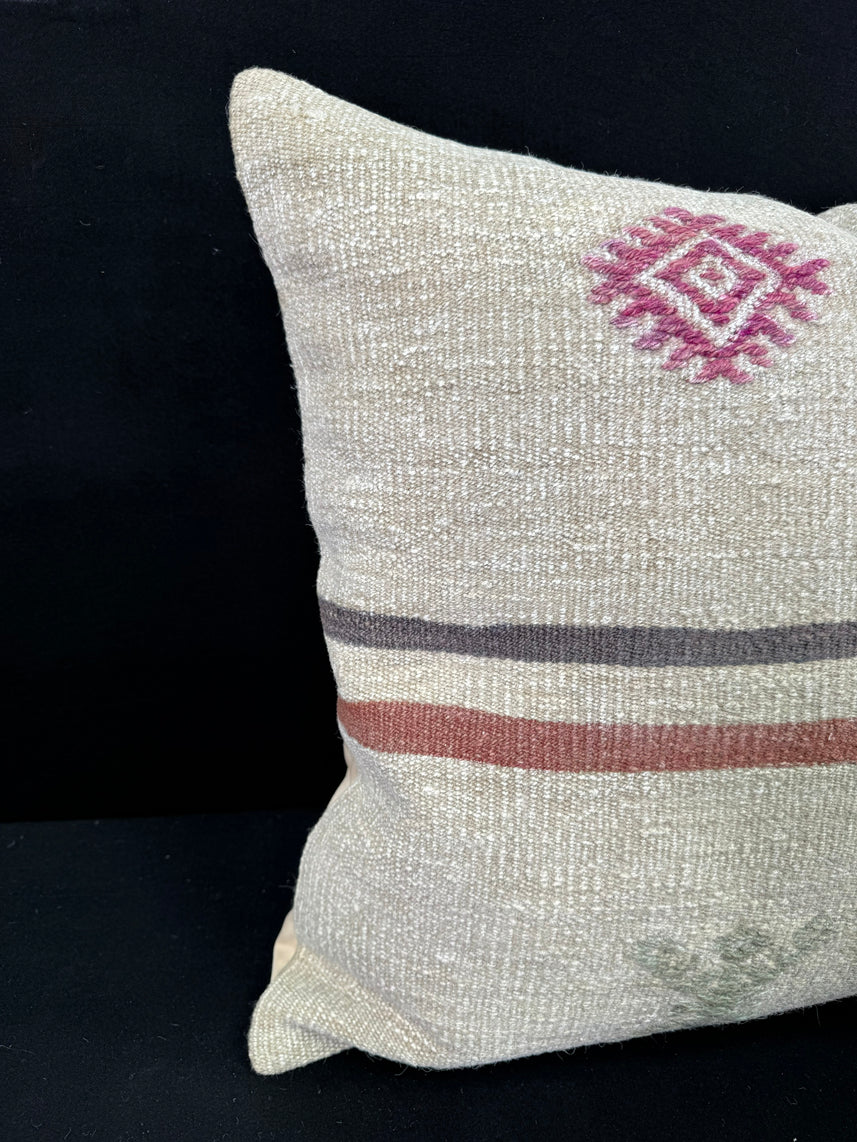 Turkish Hemp Pillow Cushion Natural Beige Red Pillow Cushion Cover 24x24 #30414
