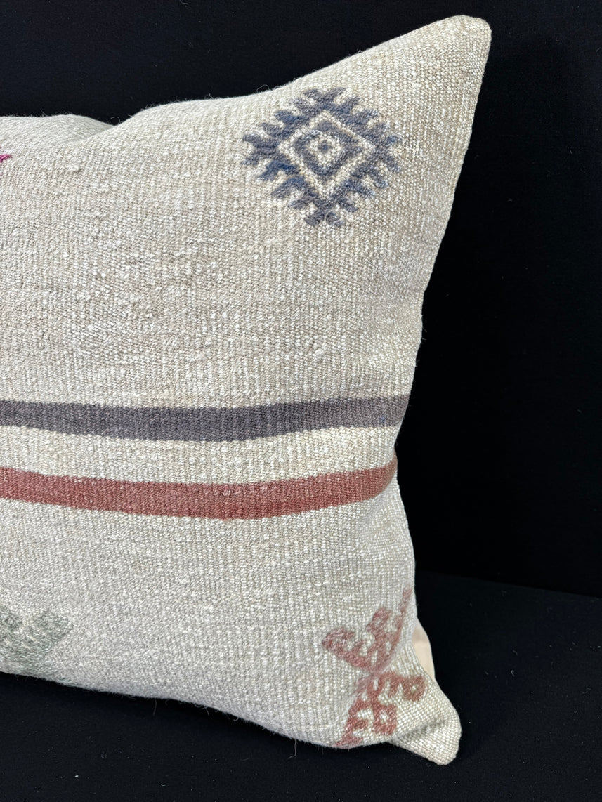 Turkish Hemp Pillow Cushion Natural Beige Red Pillow Cushion Cover 24x24 #30414