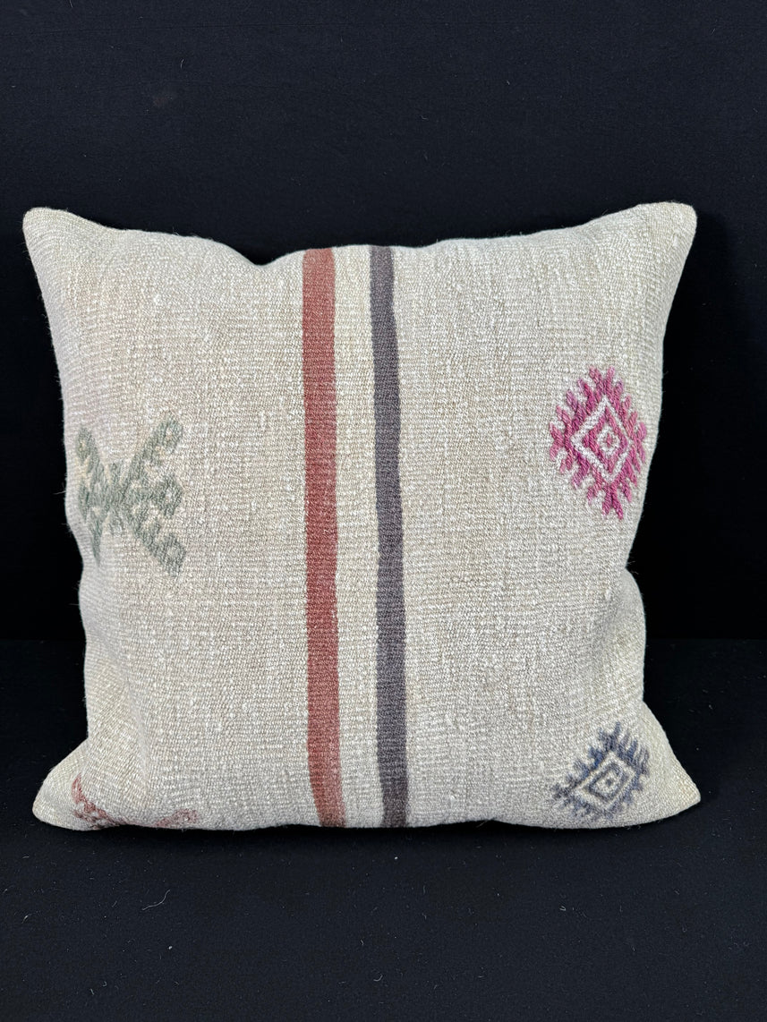 Turkish Hemp Pillow Cushion Natural Beige Red Pillow Cushion Cover 24x24 #30414