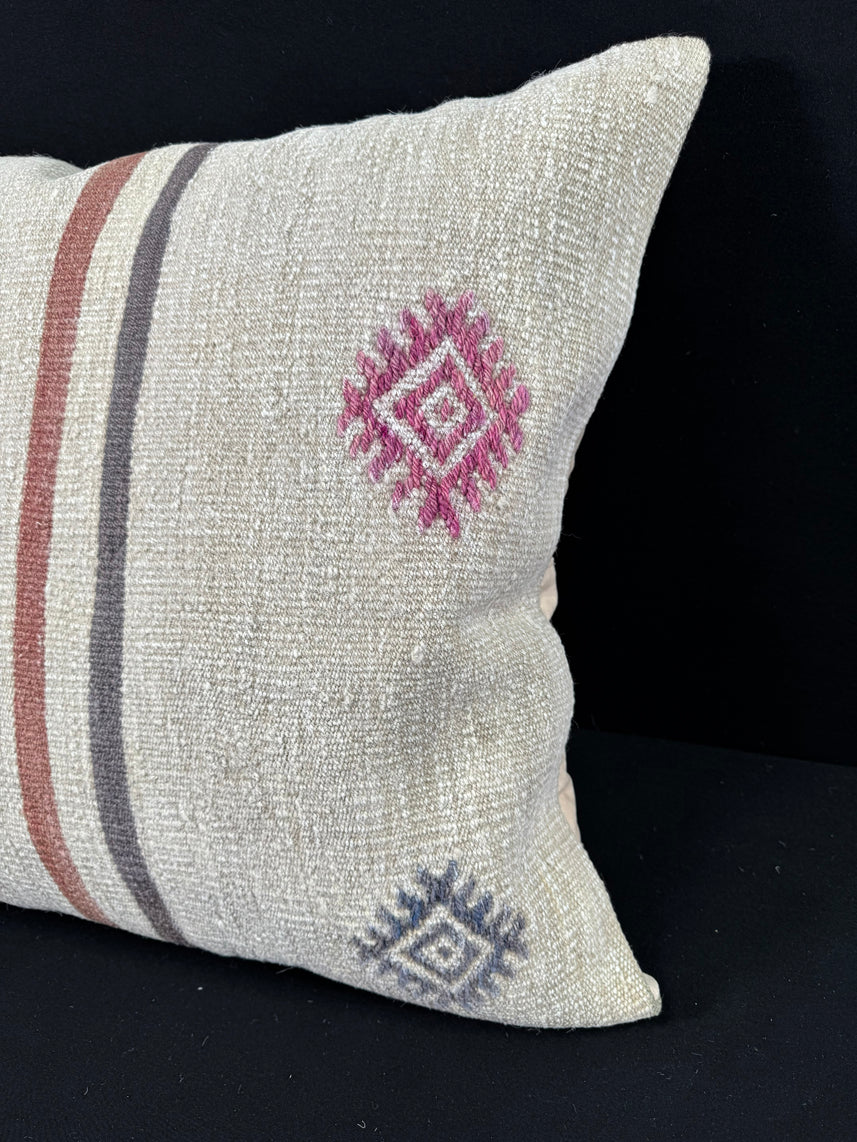 Turkish Hemp Pillow Cushion Natural Beige Red Pillow Cushion Cover 24x24 #30414