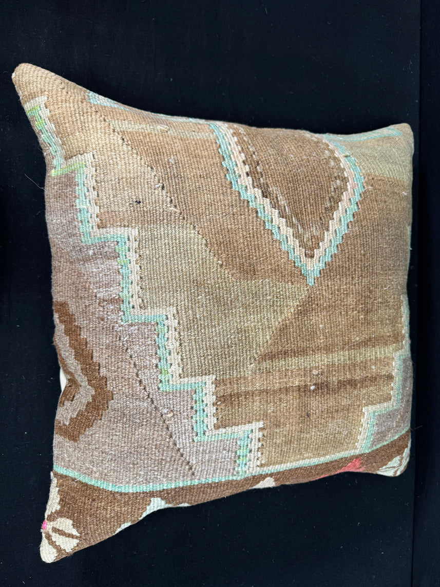 Turkish Hemp Pillow Cushion Natural Mint Green Brown Pillow Cushion Cover 24x24 #30415