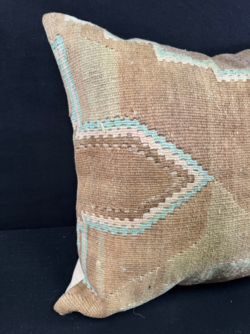 Turkish Hemp Pillow Cushion Natural Mint Green Brown Pillow Cushion Cover 24x24 #30415