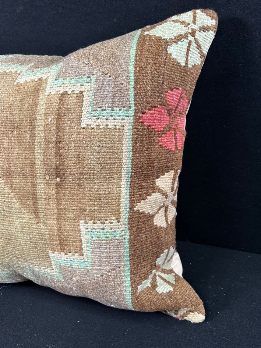 Turkish Hemp Pillow Cushion Natural Mint Green Brown Pillow Cushion Cover 24x24 #30415