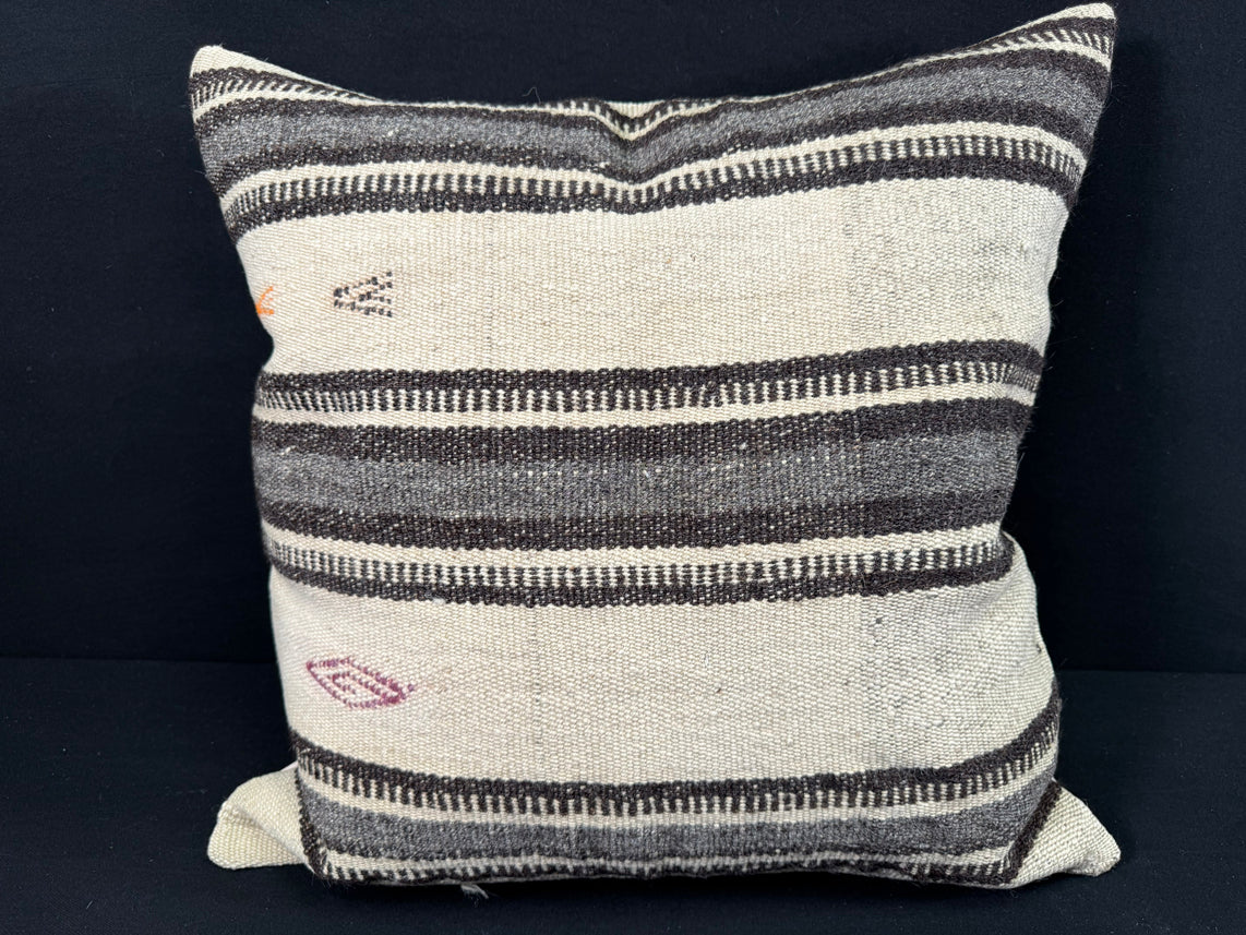 Turkish Hemp Pillow Cushion Natural Beige Gray Pillow Cushion Cover 24x24 #30392