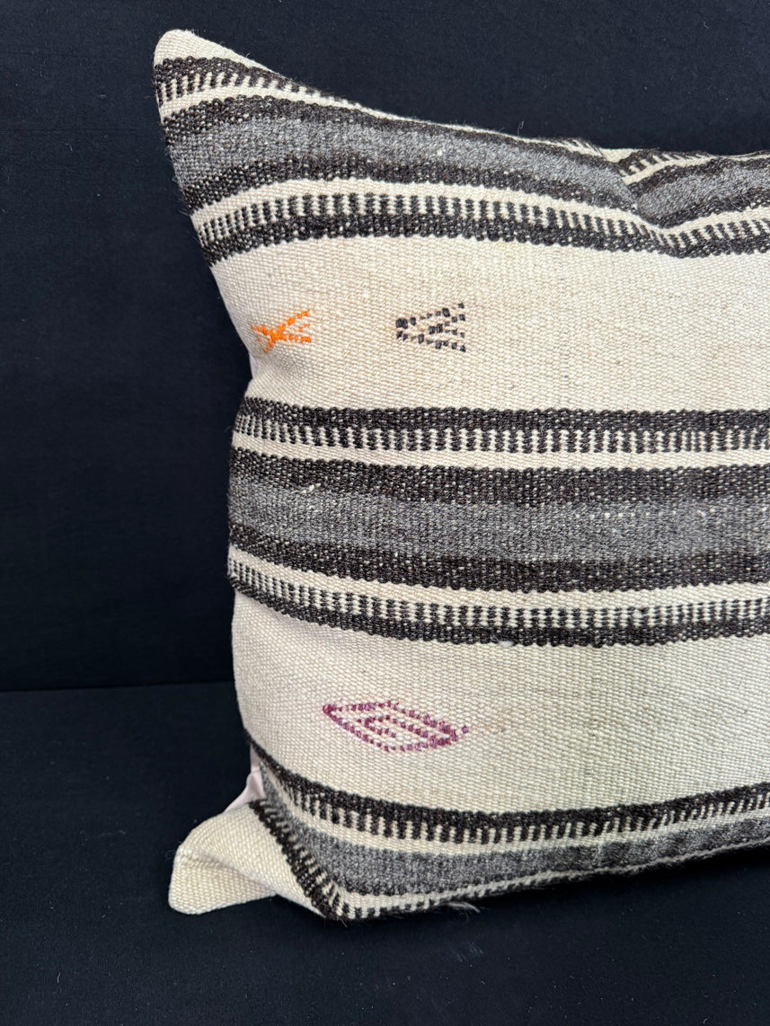 Turkish Hemp Pillow Cushion Natural Beige Gray Pillow Cushion Cover 24x24 #30392