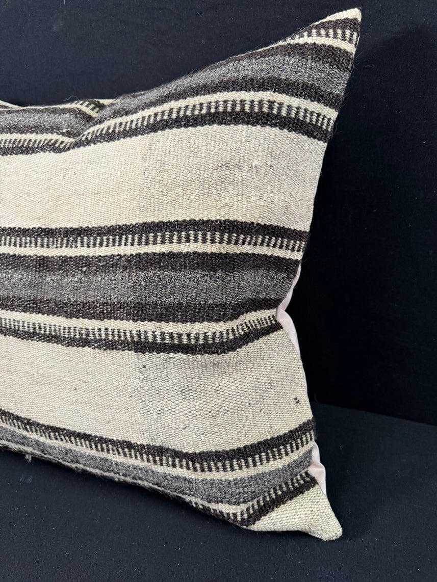 Turkish Hemp Pillow Cushion Natural Beige Gray Pillow Cushion Cover 24x24 #30392