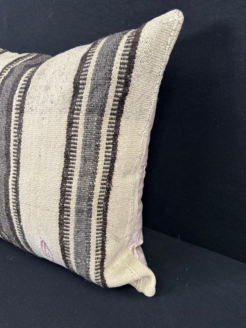 Turkish Hemp Pillow Cushion Natural Beige Gray Pillow Cushion Cover 24x24 #30392