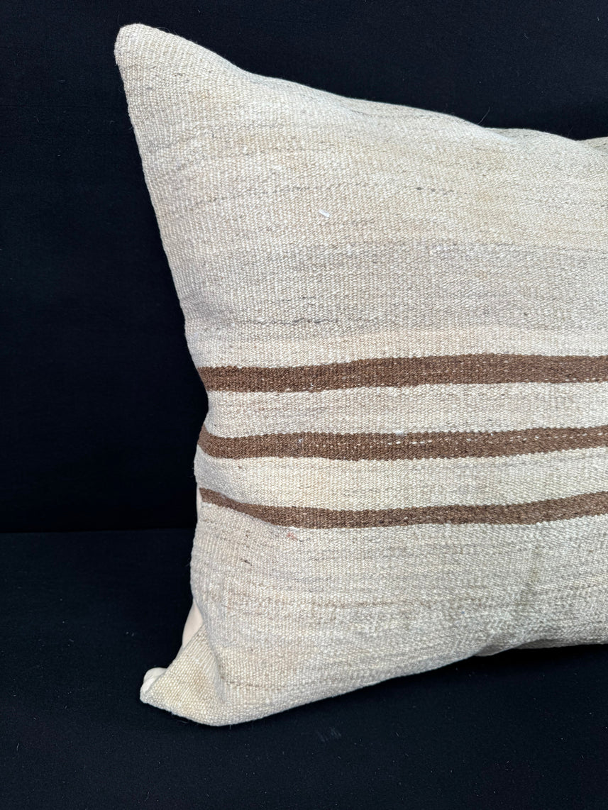 Turkish Hemp Pillow Cushion Natural Beige Brown Pillow Cushion Cover 24x24 #30388