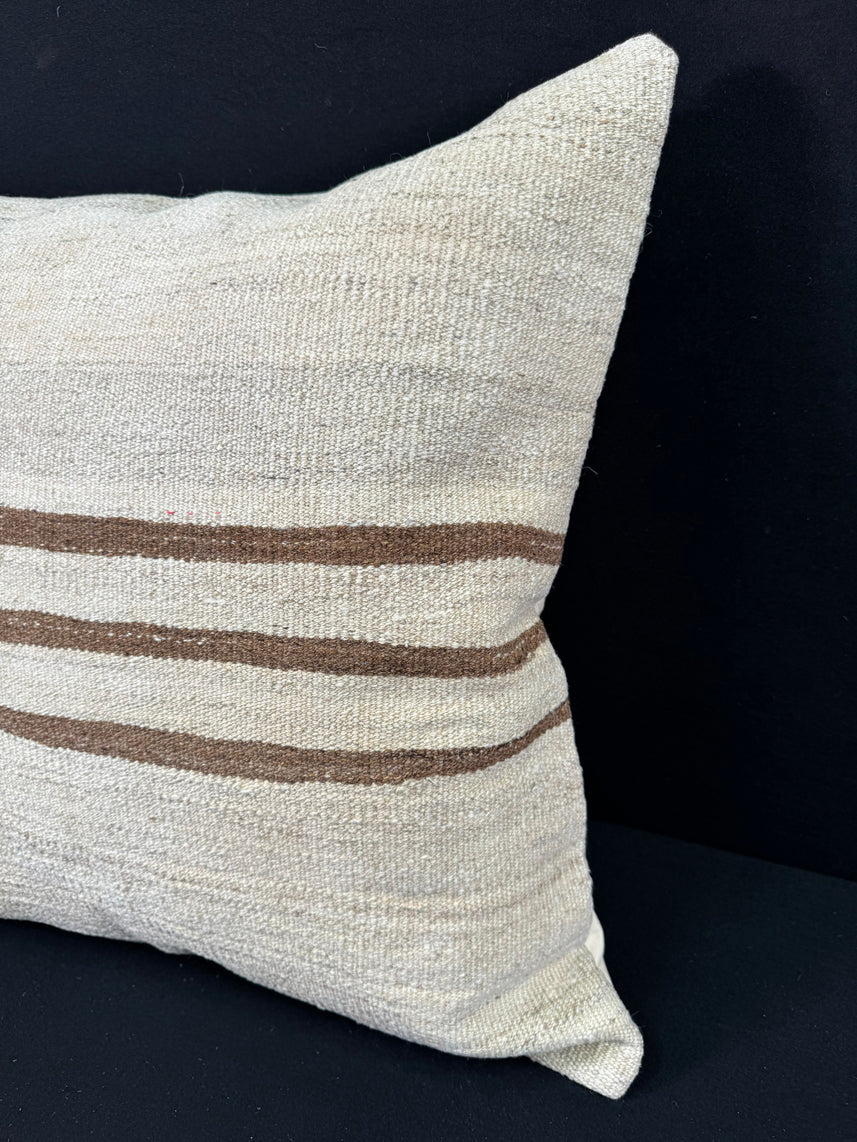 Turkish Hemp Pillow Cushion Natural Beige Brown Pillow Cushion Cover 24x24 #30388