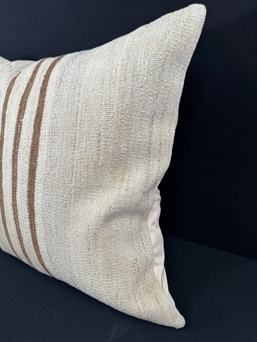 Turkish Hemp Pillow Cushion Natural Beige Brown Pillow Cushion Cover 24x24 #30388