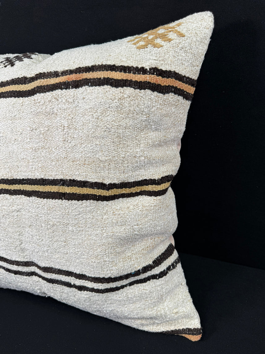 Turkish Hemp Pillow Cushion Natural Beige Brown Pillow Cushion Cover 24x24 #30380