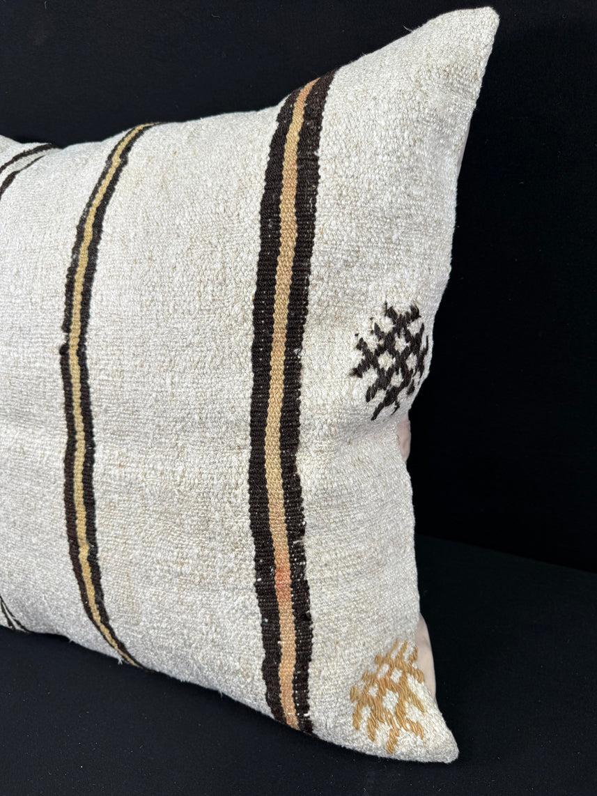 Turkish Hemp Pillow Cushion Natural Beige Brown Pillow Cushion Cover 24x24 #30380