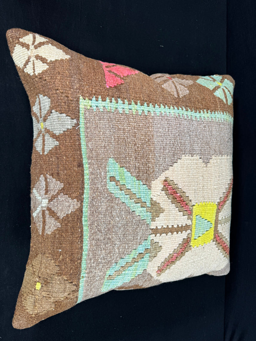 Turkish Hemp Pillow Cushion Natural Mint Green Brown Pillow Cushion Cover 24x24 #30389