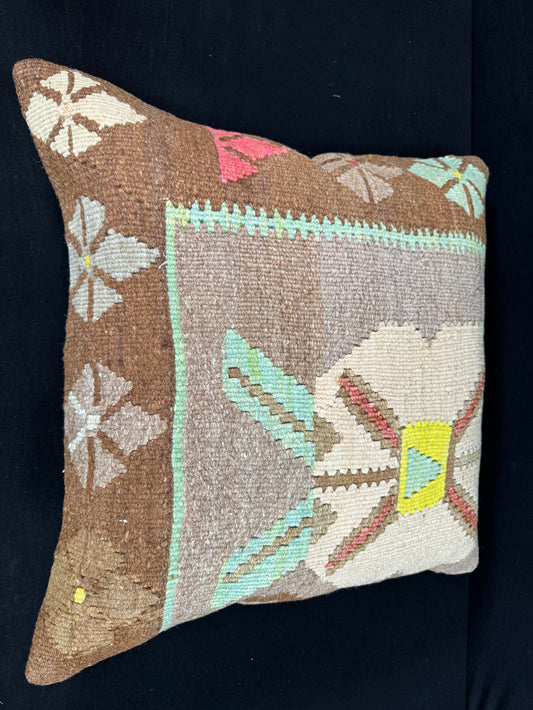 Turkish Hemp Pillow Cushion Natural Mint Green Brown Pillow Cushion Cover 24x24 #30389