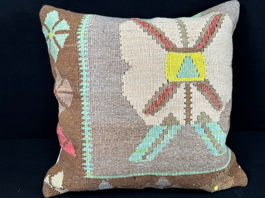 Turkish Hemp Pillow Cushion Natural Mint Green Brown Pillow Cushion Cover 24x24 #30389