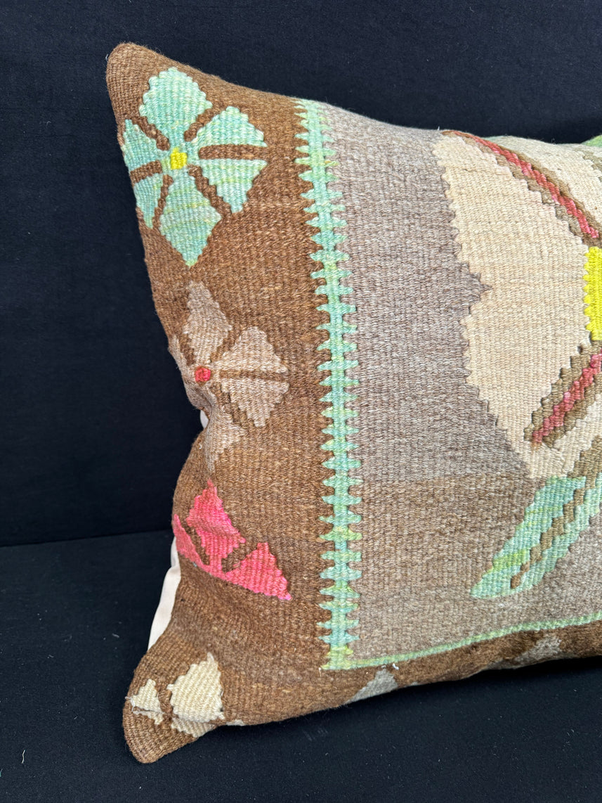 Turkish Hemp Pillow Cushion Natural Mint Green Brown Pillow Cushion Cover 24x24 #30389