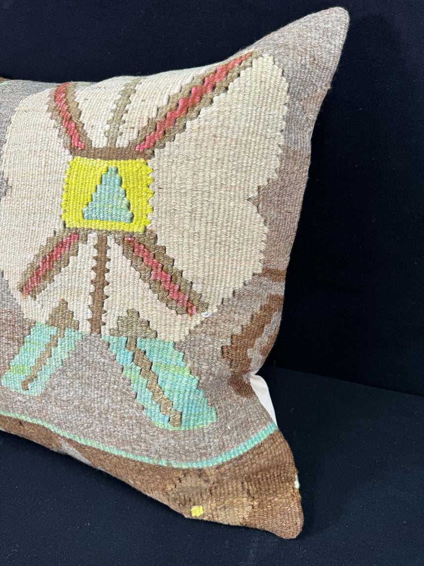 Turkish Hemp Pillow Cushion Natural Mint Green Brown Pillow Cushion Cover 24x24 #30389