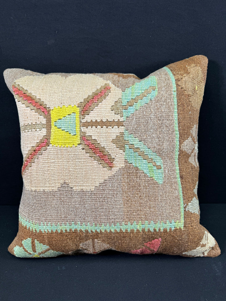 Turkish Hemp Pillow Cushion Natural Mint Green Brown Pillow Cushion Cover 24x24 #30389