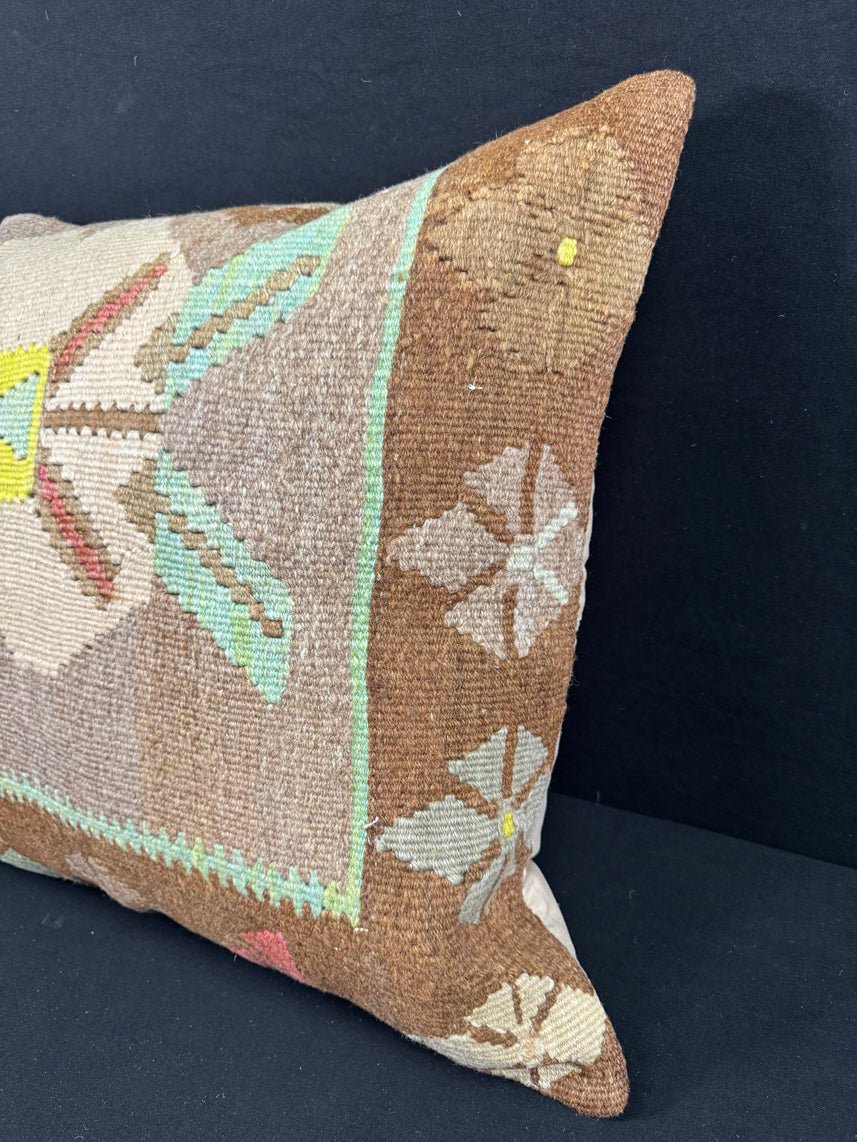 Turkish Hemp Pillow Cushion Natural Mint Green Brown Pillow Cushion Cover 24x24 #30389