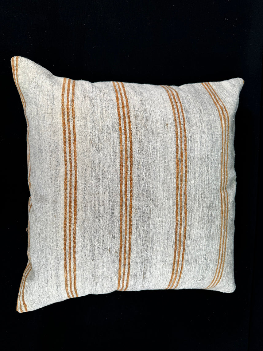 Turkish Hemp Pillow Cushion Natural Beige Rust Pillow Cushion Cover 24x24 #30391