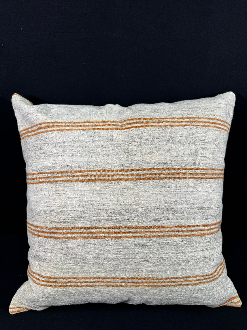 Turkish Hemp Pillow Cushion Natural Beige Rust Pillow Cushion Cover 24x24 #30391