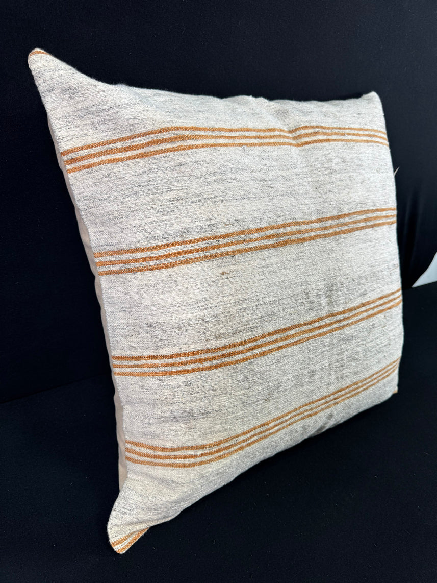 Turkish Hemp Pillow Cushion Natural Beige Rust Pillow Cushion Cover 24x24 #30391