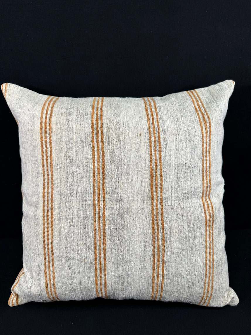 Turkish Hemp Pillow Cushion Natural Beige Rust Pillow Cushion Cover 24x24 #30391