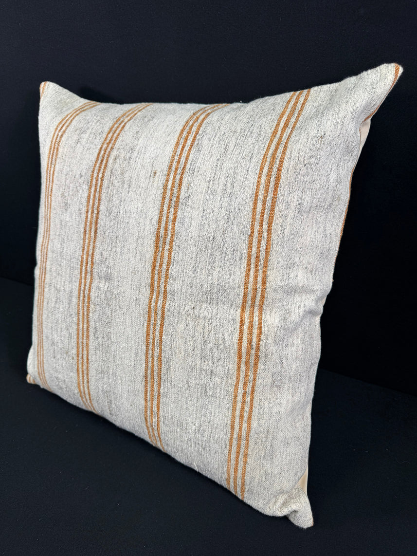 Turkish Hemp Pillow Cushion Natural Beige Rust Pillow Cushion Cover 24x24 #30391