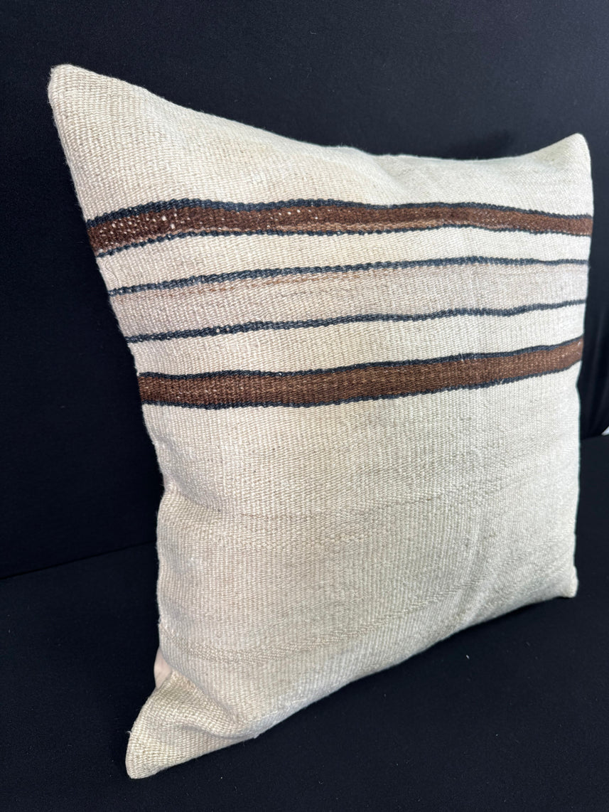 Turkish Hemp Pillow Cushion Natural Beige Brown Pillow Cushion Cover 24x24 #30382