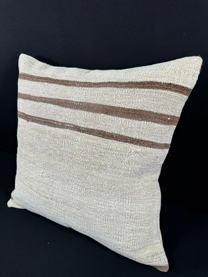 Turkish Hemp Pillow Cushion Natural Beige Brown Pillow Cushion Cover 24x24 #30369