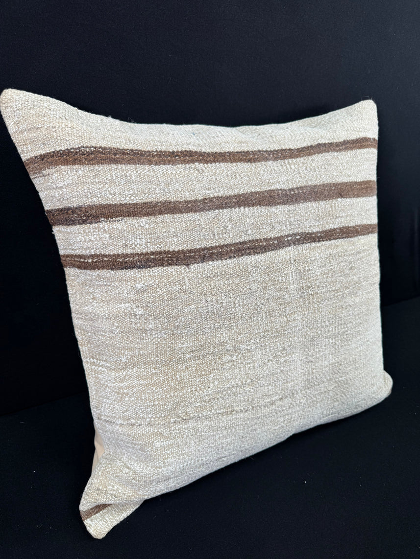 Turkish Hemp Pillow Cushion Natural Beige Brown Pillow Cushion Cover 24x24 #30369