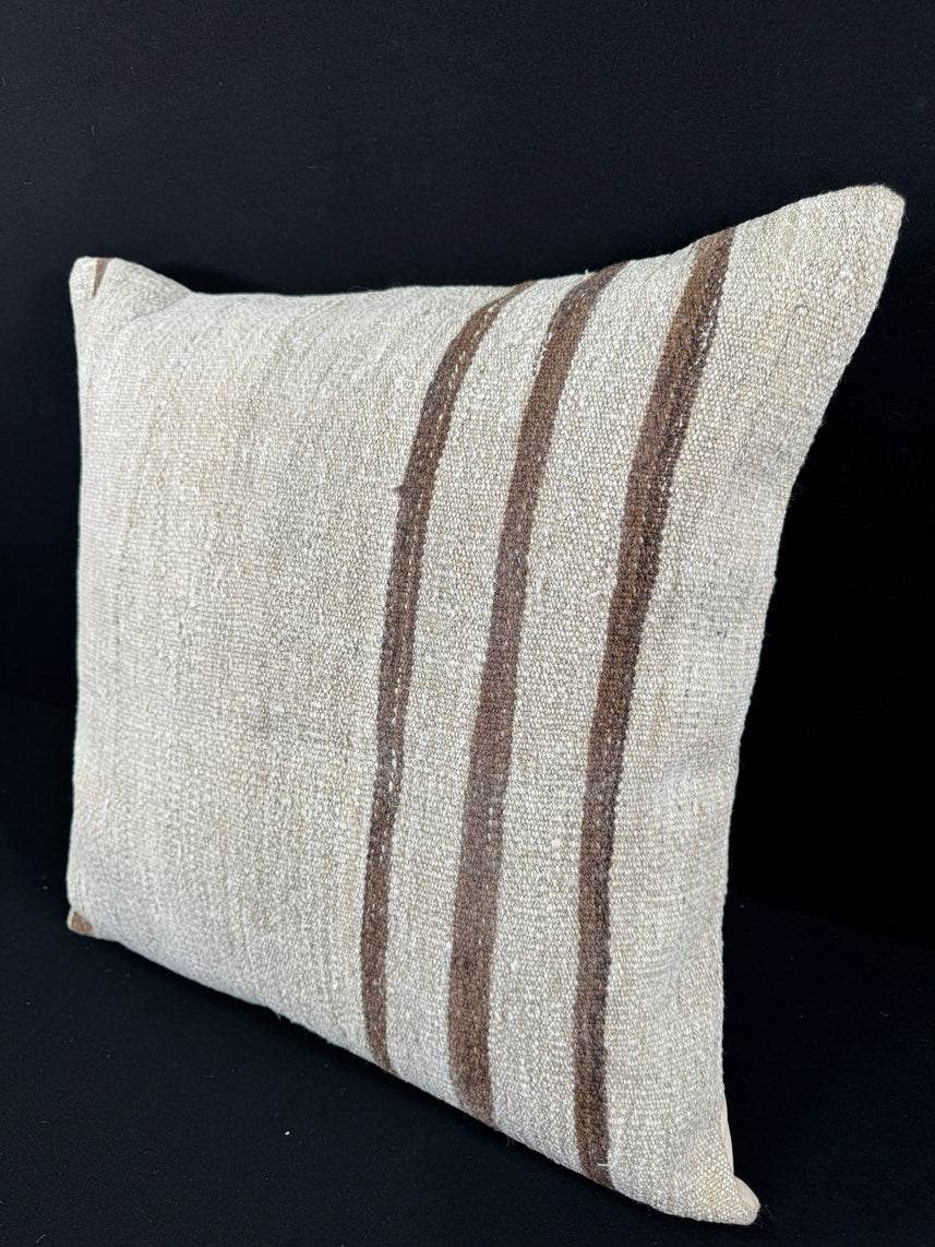 Turkish Hemp Pillow Cushion Natural Beige Brown Pillow Cushion Cover 24x24 #30369