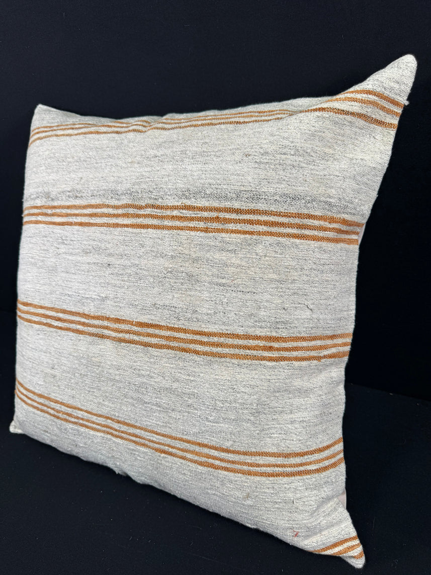 Turkish Hemp Pillow Cushion Natural Beige Rust Pillow Cushion Cover 24x24 #30340
