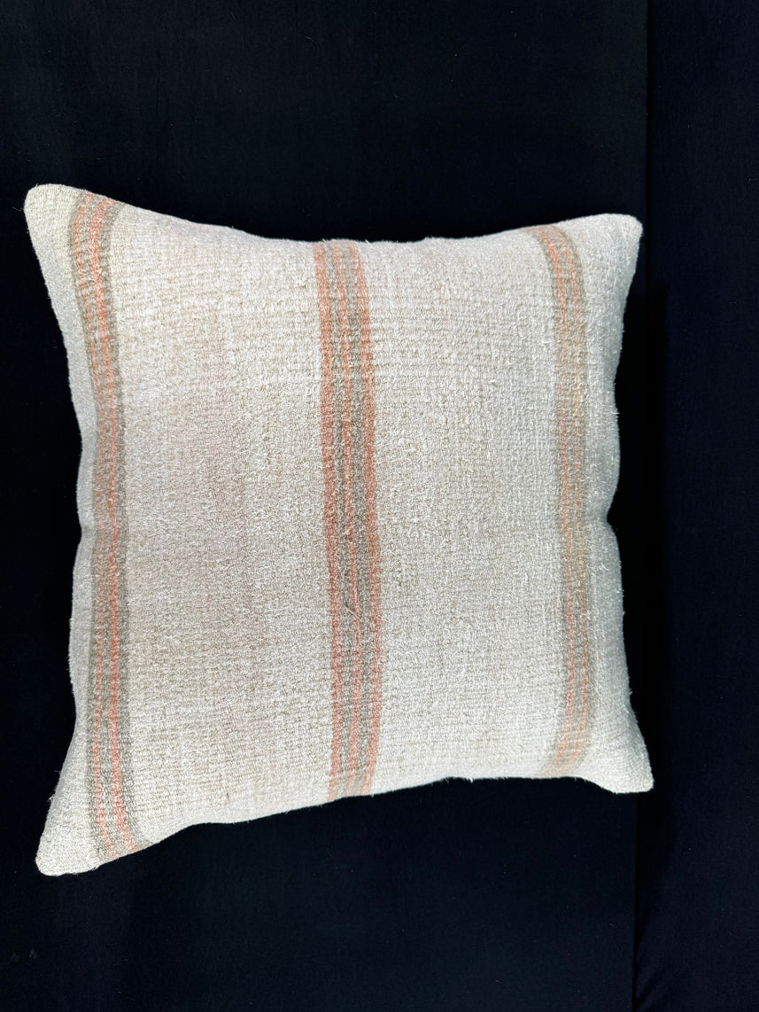 Turkish Hemp Pillow Cushion Natural Beige Rust Pillow Cushion Cover 24x24 #30344