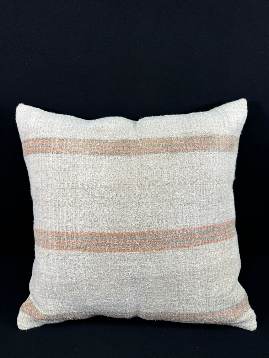 Turkish Hemp Pillow Cushion Natural Beige Rust Pillow Cushion Cover 24x24 #30344
